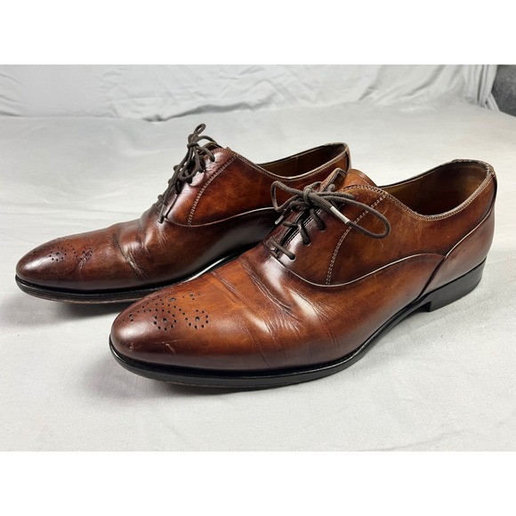 Magnanni Mens Brown Leather Medallion Toe Oxford Dress Shoes Size 9.5 M Spain main image 11